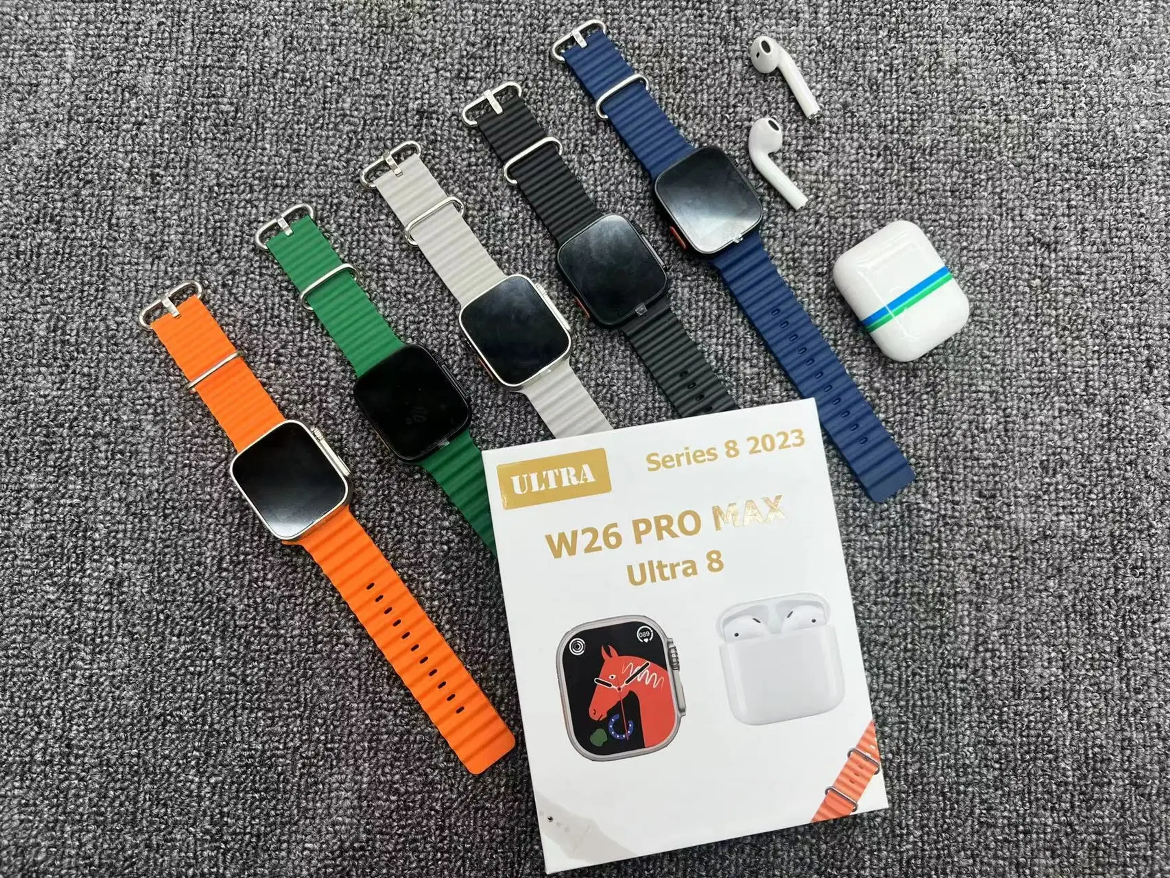 Комплект Smart часовник TWS слушалки W26 Pro Max ULTRA Зелен