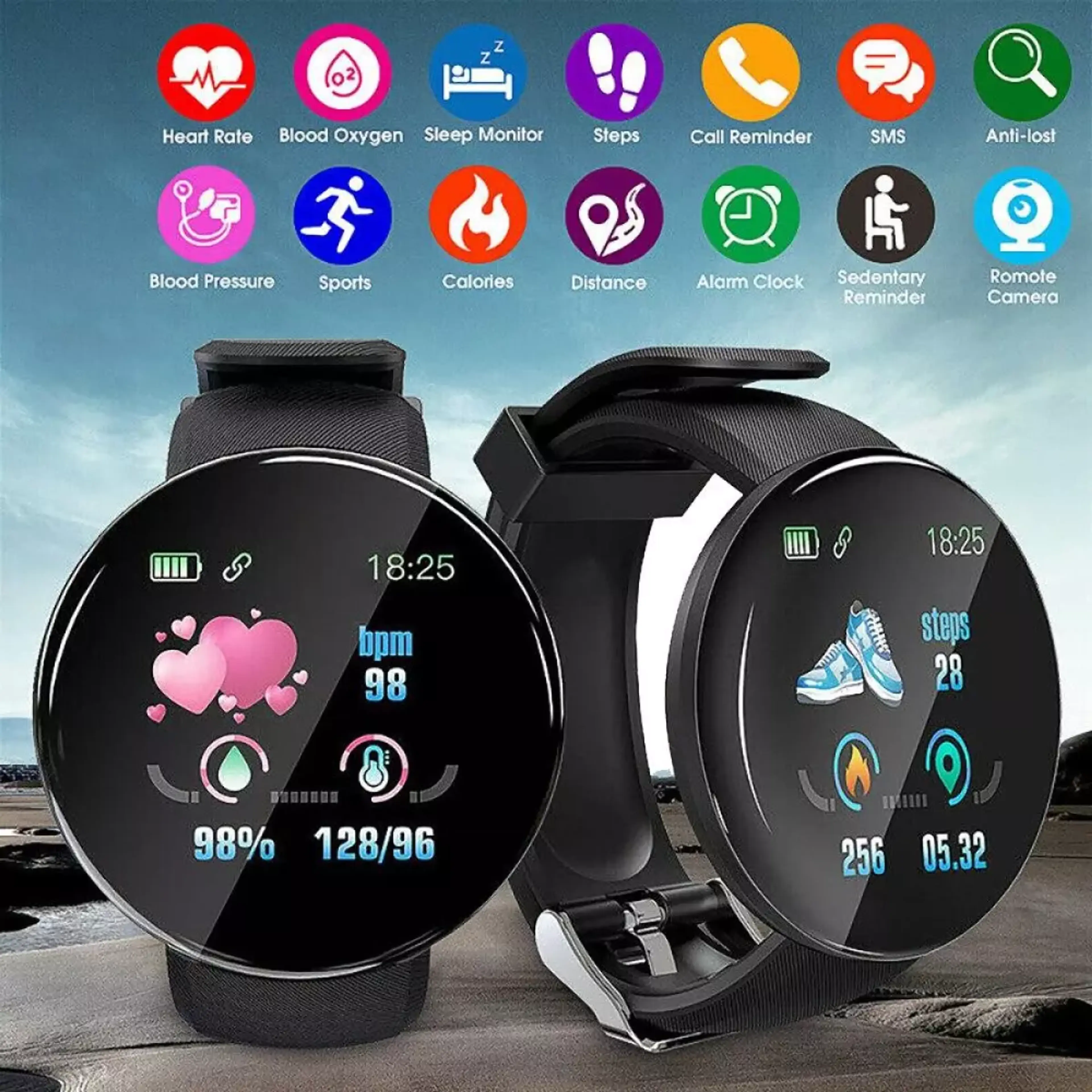 Смарт Часовник D18, Android, iOS/ Android, Bluetooth